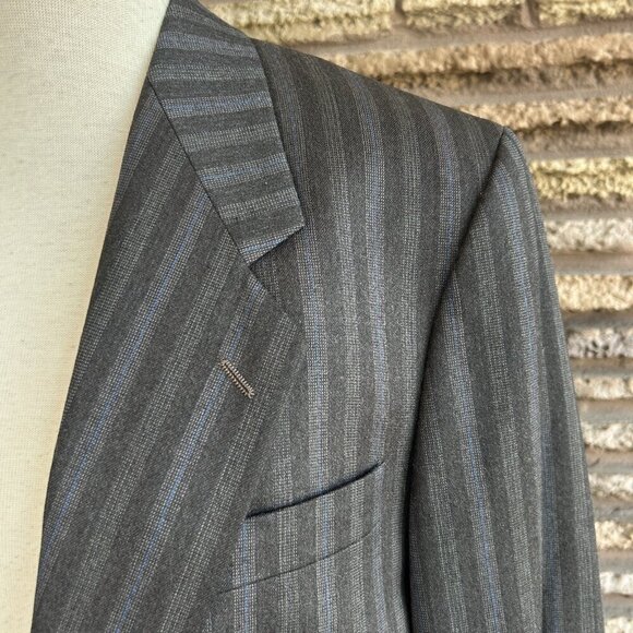 Ted Lapidus Gray Blue Striped Sport Coat Blazer Made in France Size 38R - Picture 8 of 10